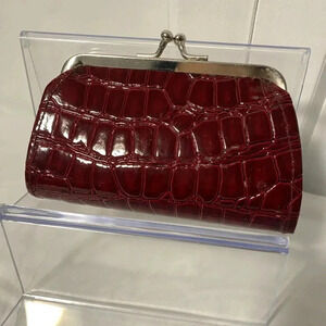 Red Faux Crocodile coin purse - like new